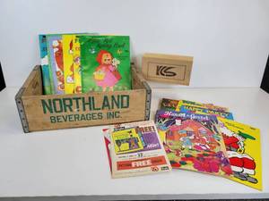 lot 96 image: Northland Beverages Crate, Wood Box, and Childrens Activity Books, Storybooks, and More