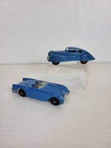 lot 112 image: Vintage Tootsie Toys - Blue Chevy Corvette and Blue Chevy Fastback Coupe