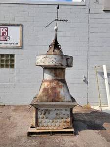 lot 1 image: 11 Galvanized Barn Cupola with Weathervane and White Glass Lightning Ball - NO SHIPPING