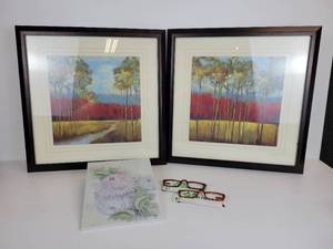 lot 130 image: Pair of Framed Landscape Prints and More - NO SHIPPING