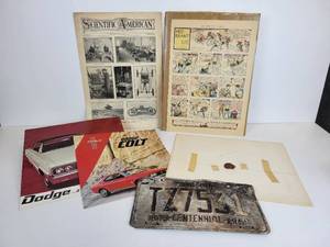 lot 131 image: Minnesota Centennial 1849-1949 Aluminum License Plate and 1904 Scientific American Magazine, 1937 Napolean Comic, 1930 Dodge Eight Litho and More