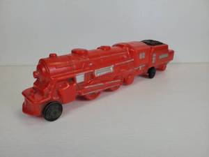 lot 48 image: EMPIRE Vintage Red Blow Mold Toy Train Engine on Wheels