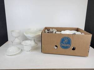 lot 201 image: Lot of WhiteMilk Glass Dcor - NO SHIPPING