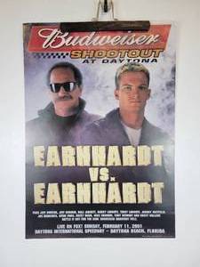 lot 217 image: Budweiser Shootout at Daytona - Dale Earnhardt vs. Dale Earnhardt, Jr. on February 11, 2001 - Dale Earnhardt Would Pass Away 7 Days After This Televised Event.