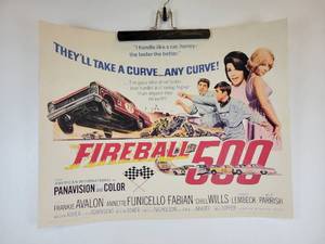 lot 225 image: Movie Poster - Fireball 500 featuring Frankie Avalon, Annette Funicello, and Fabian