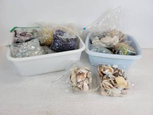 lot 268 image: Lot of Glass Marbles and Sea Shells for Home Dcor - NO SHIPPING