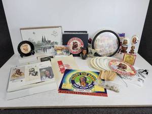 lot 272 image: Large Collection of Sleepy Eye Collectible Photo Postcard Prints, Egg Crate Labels, Butter Wrappers, Enamel Pins, and More NO SHIPPING
