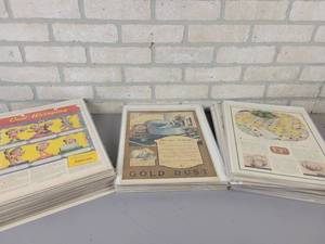 lot 22 image: (120) Vintage Magazine Ads from the 1920s to 1950s - All are Cardboard Backed and Plastic Sleeved - Topics are Shoes, Food, Cleaners and More