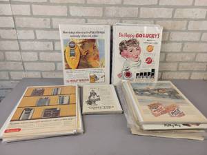 lot 21 image: (120) Vintage Magazine Ads from the 1920s to 1960s - Most are Cardboard Backed and Plastic Sleeved - Topics are Tobacco, Tools, Food and More