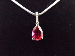 .925 Sterling Silver Diamond Accented Garnet Pendant Necklace