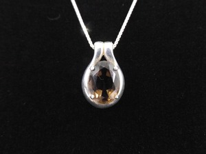 .925 Sterling Silver Smokey Quartz Pendant Necklace