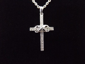 .925 Sterling Silver Diamond Accented Cross Pendant Necklace