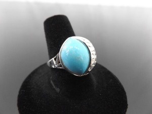 .925 Sterling Silver All Seeing Eye Turquoise Cabochon Ring Size 8