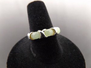 .925 Sterling Silver Jade Cabochon Ring Size 8
