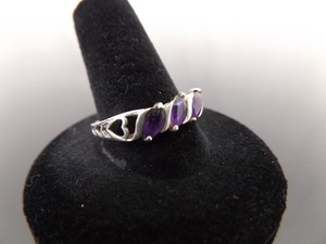 .925 Sterling Silver Amethyst Leaf Heart Ring Size 11