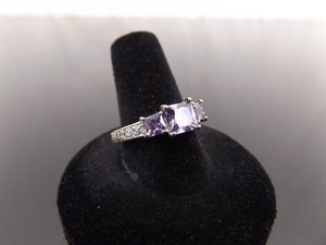 .925 Sterling Silver Amethyst Crystal Ring Size 8.75