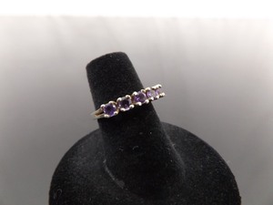 .925 Sterling Silver Amethyst Crystal Ring Size 5