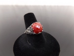 .925 Sterling Silver Faceted Ruby Ring Size 8