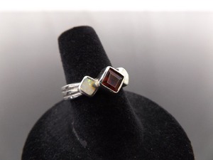 .925 Sterling Silver Opal and Garnet Ring Size 7