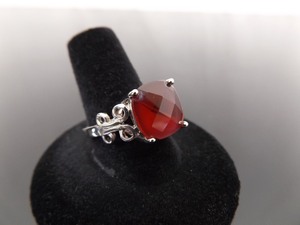 .925 Sterling Silver Light Garnet Ring Size 9