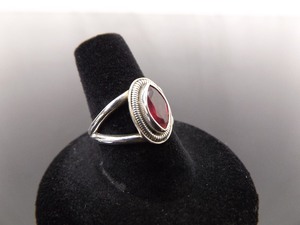 .925 Sterling Silver Marquis Cut Garnet Ring Size 8