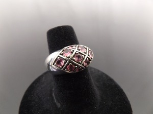 .925 Sterling Silver Pink Sapphire Crystal Ring Size 6