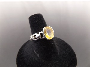 .925 Sterling Silver Citrine Crystal Ring Size 7