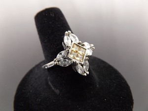 .925 Sterling Silver Citrine Crystal Ring Size 9