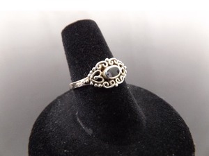 .925 Sterling Silver Inlayed Onyx Heart Ring Size 7
