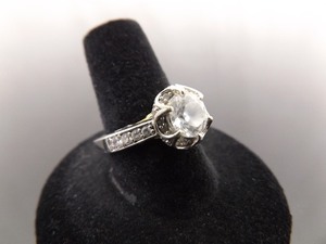 .925 Sterling Silver Gold Accented Zirconia Ring Size 8