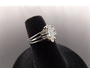 .925 Sterling Silver Marquis Cut Zirconia Ring Size 5