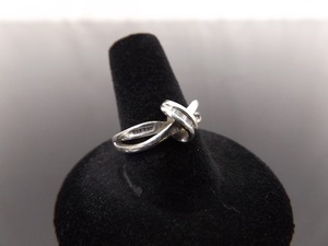 .925 Sterling Silver Real Diamond Baguette Knot Ring Size 7.75