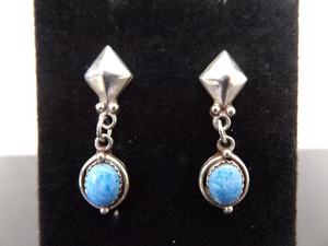 .925 Sterling Silver Sodalite Cabochon Dangle Post Earrings