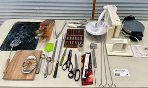 lot 90 image: Huge Lot of Kitchen Utensils, Knives, Waffle Maker and More