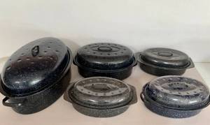 lot 96 image: Lot of 5 Oven Roasting Pans - Various Sizes