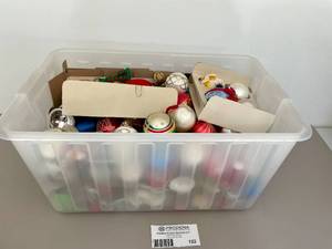 lot 122 image: Tote Full of Vintage Christmas Bulbs and Ornaments 