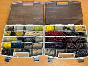 lot 47 image: 2 Cases s full of Artificial Bait -Minnows Worms and MORE
