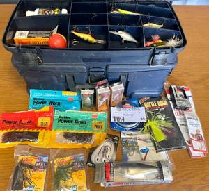 lot 49 image: ProTackle Fishing Tackle Box w Lures, Spinners, Bait and MORE