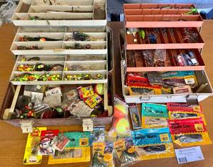lot 52 image: HUGE Lot of Fishing Tackle & 2 Tackle Boxes. 