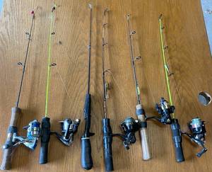 lot 55 image: Lot of Ice Fishing Rods (6)  and Reels (5). 