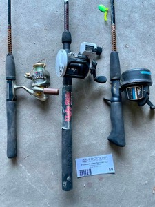 lot 59 image: Lot of 3 Fishing Rods and Reels- Includes 1 Walleye set
