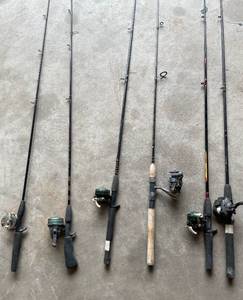 lot 62 image: Lot of 6 Various Fishing Rods and Reels. 