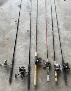 lot 63 image: Lot of 6 Various Fishing Rods and Reels. 