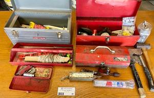 lot 66 image: 3 Toolboxes -Including Vintage Craftsman Metal Tool Box- and Various Tools 