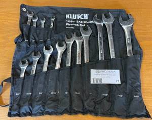 lot 71 image: Klutch 14 Piece SAE Wrench Set