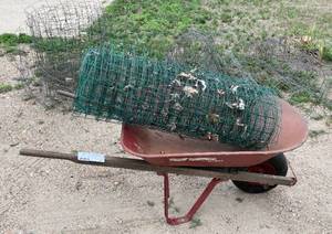 lot 140 image: Wheelbarrow and Various Garden Fencing