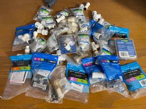 lot 157 image: Lot of Various Plumbing Supplies-Push Connect Valves, Couplings and Connectors