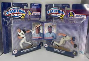 lot 13 image: Starting LineUp 2 MLB Baseball Figure Lot - Magglio Orgonez &amp Derek Jeter