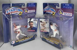 lot 15 image: Starting LineUp 2 2001 MLB Baseball Figure Lot- Alex Rodriguez &amp Jeff Bagwell