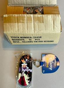 lot 35 image: Lot of 13 Disney Villains Tin Trinket Box Keychains